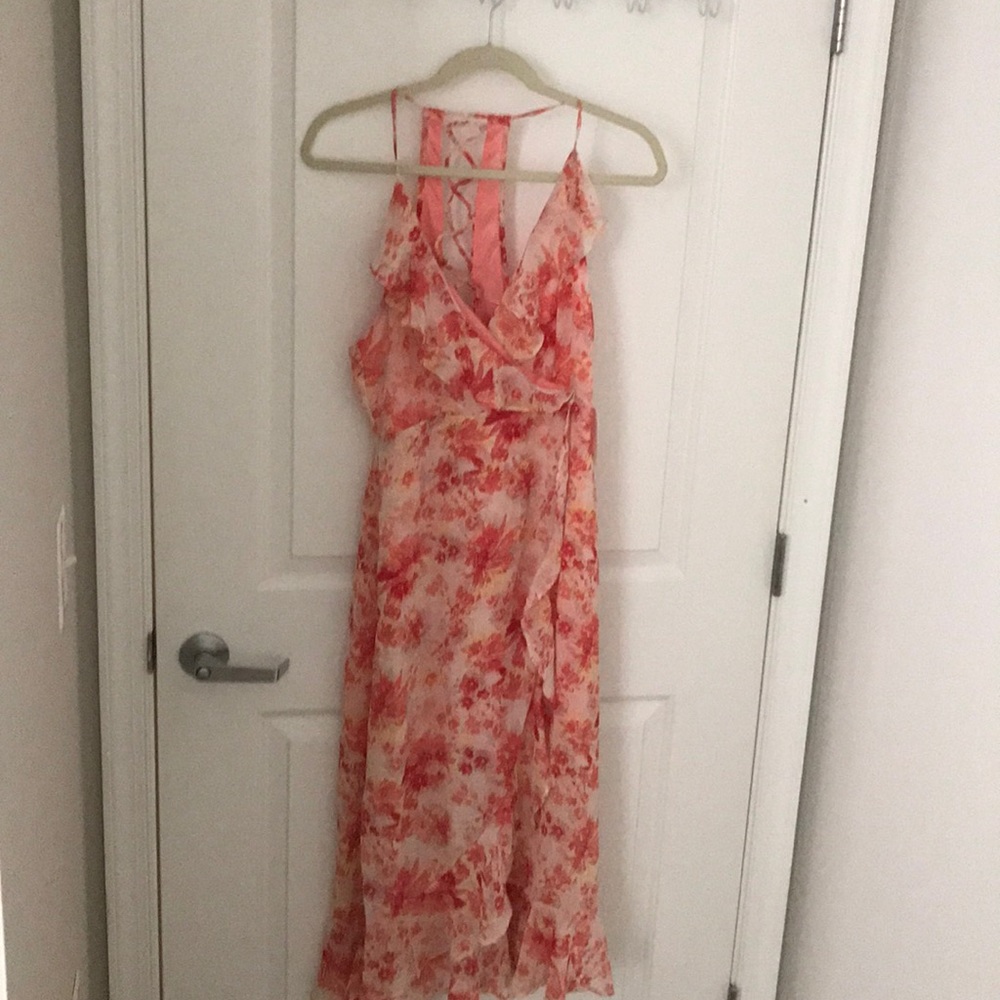 Orange floral Red dress Boutqiue chiffon maxi